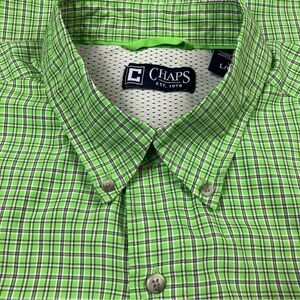 Chaps Men’s Lime Green Plaid Button-Down Shirt